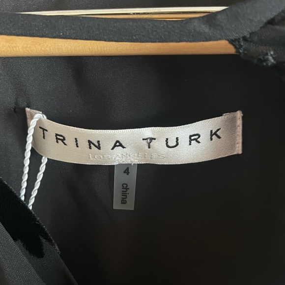 TRINA TURK Black Velvet Sheer Floral Boho Dress - Picture 9 of 10